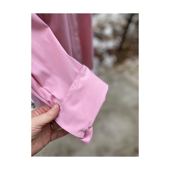 Vtg Baby Pink Casual Shirt Button Up Darts Work - Picture 3 of 11
